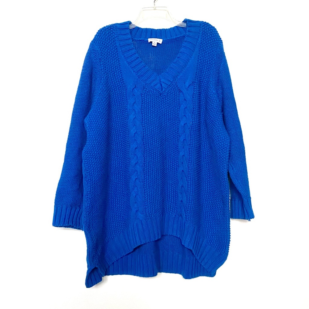 Susan Graver Cable Knit Sweater 3X Blue